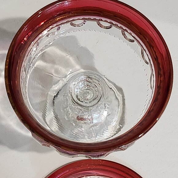 Indiana Glass/Tiffin Ruby Red King's Crown Thumbprint Glass Compote With Lid - Picture 5 of 10